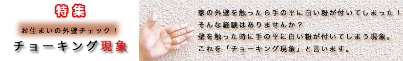 家の外壁を触ったら手の平に白い粉が付いてしまった！そんな経験はありませんか？壁を触った時に手の平に白い粉が付いてしまう現象。これを「チョーキング現象」と言います。